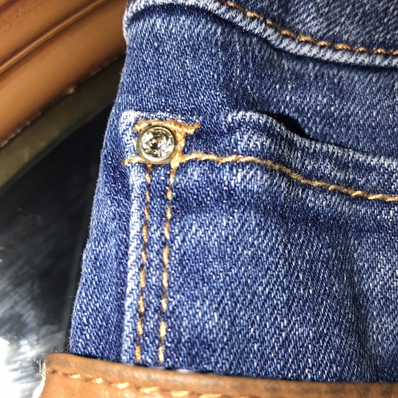 White House Black Market Vegan Leather Tipped Cropped Ankle Zip Skimmer Jeans - Picture 9 of 16